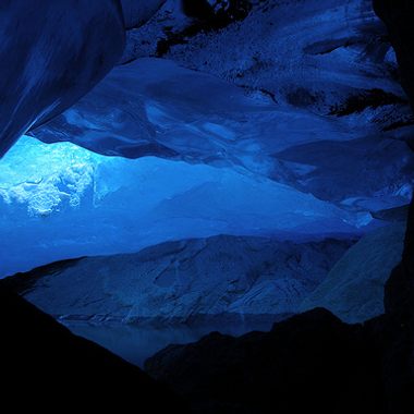Glacier cave underneath the Nigardsbreen, Jostedalsbreen, Norway.