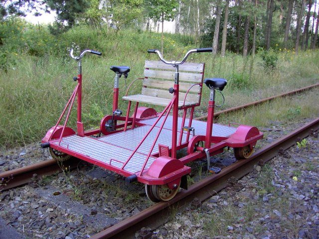 A four-passenger pedal-powered draisine in Germany