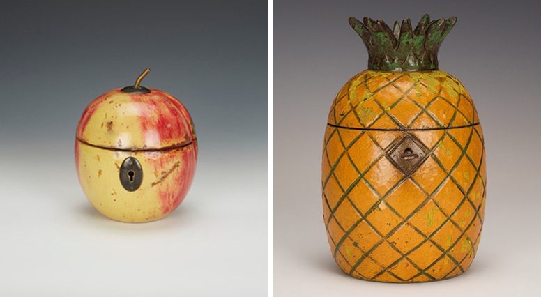 Fruit-shaped tea caddies from Mark Bramble's collection.