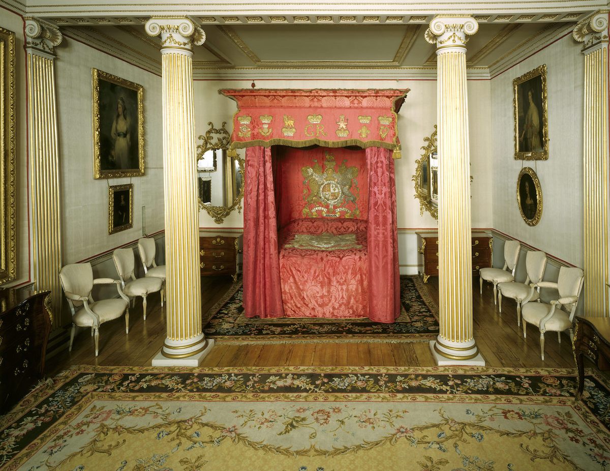 Blickling Hall's State Bedroom includes a canopy and other textiles from the 18th century that are considered the finest examples of their kind.