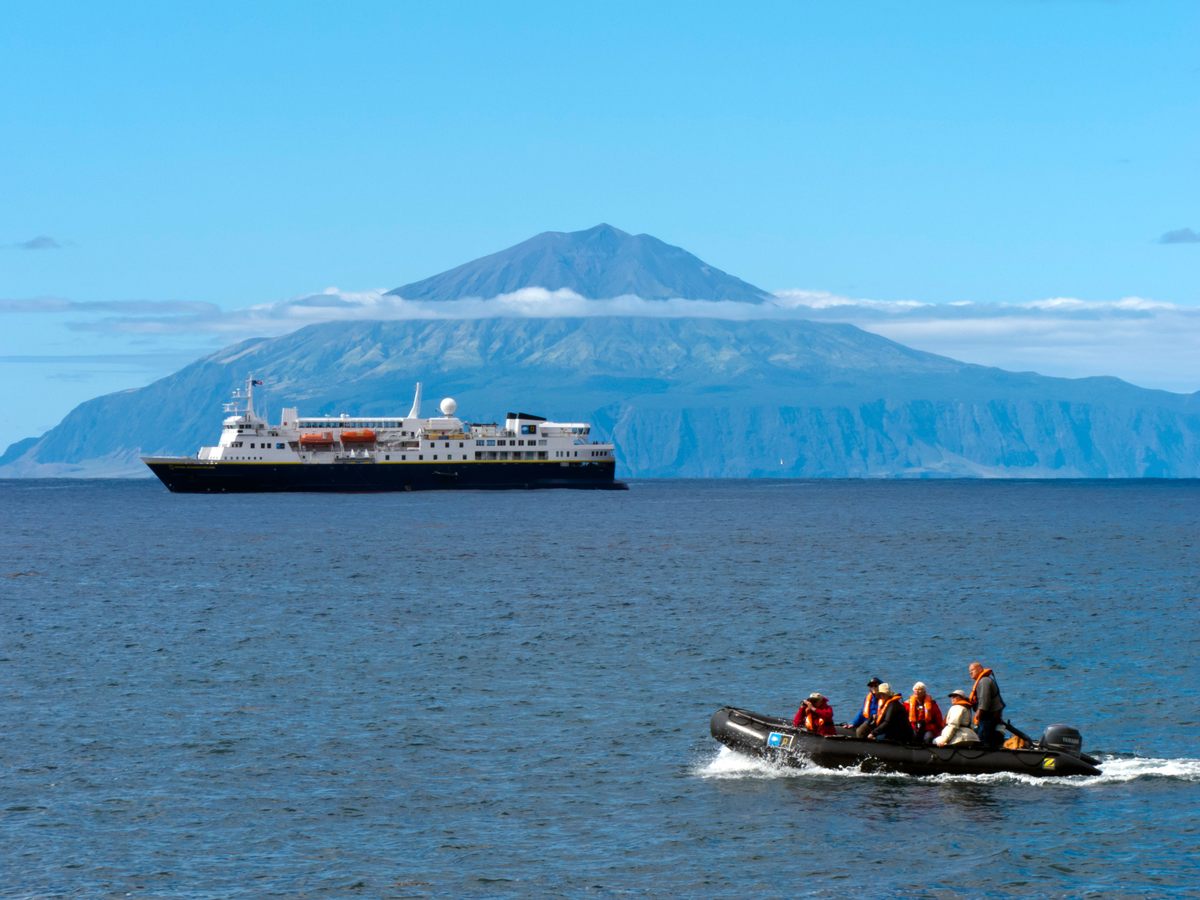 Tristan da Cunha, viewed from Inaccessible Island.