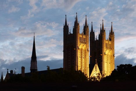 The basilica's twin towers