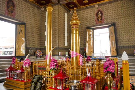Bangkok's two lak mueang standing side by side.
