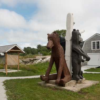 Sprawling cast of wooden figures across a 90-acre estate.