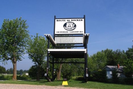 The Route 66 record holder was bested by a bigger rocking chair in Illinois.

