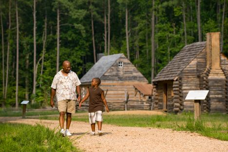 Visitors can explore reconstructions of the cabins of early community residents.