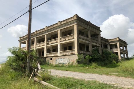 Abandoned graffitied building.