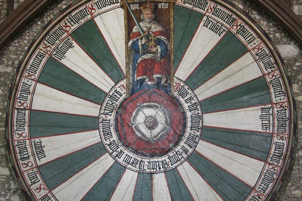 Winchester Round Table in the Great Hall, Dendrochronology dating has placed it at 1275.