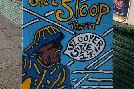 Hand painted personable sidewalk sign