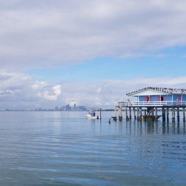 Stiltsville and Downtown Miami. Copyright Michael Juhlin, 2020