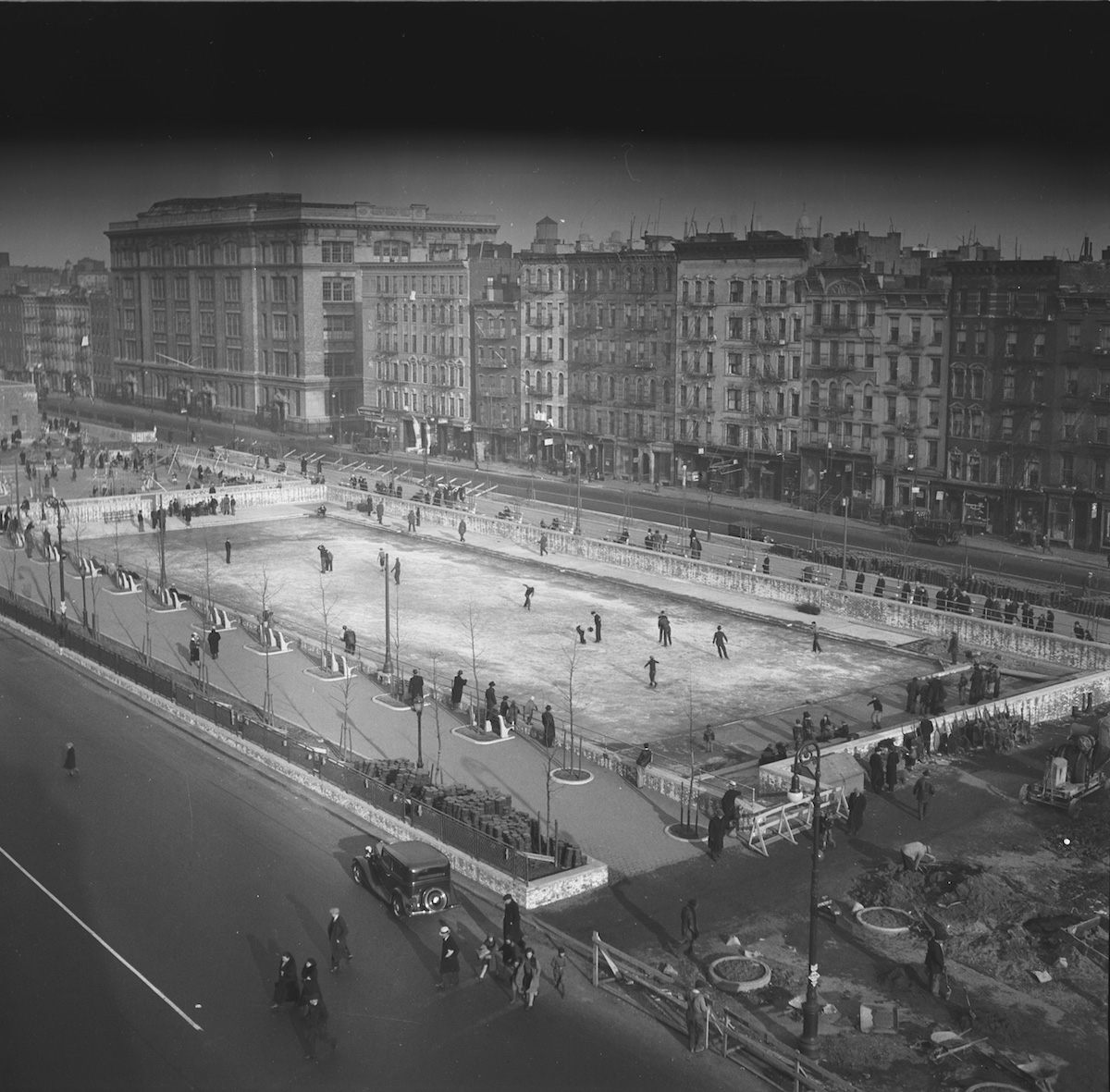 Skaters at Sara D. Roosevelt Park, 1935. 