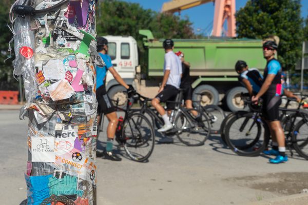 Stickers adorning Tuas Lamp Post 1.