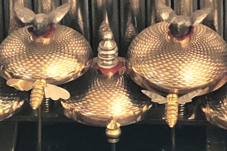 Ornate decorations are part of some of the music boxes.