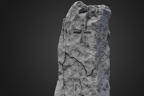 A 3-D scan of the Ballymorereagh Ogham stone. The inscription translates to "Cellach son of Mac-Áine."