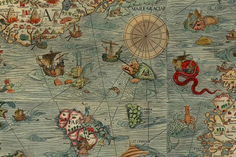 Marine map of Scandinavia, drawn up at Venice in 1539.
