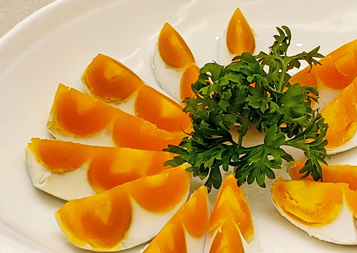 The two-yolked eggs are a local specialty.