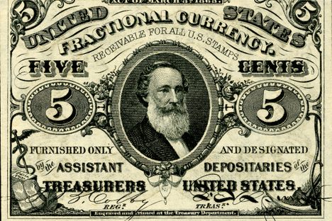 Front of the five-cent bill featuring Clark 