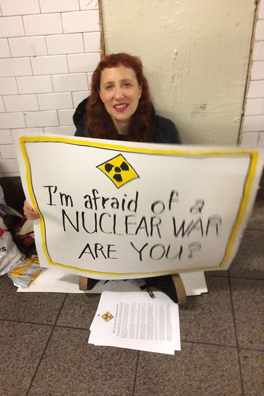 More recently, Levy's relationship with the subway has been as a site of protest, seen here at the Union Square station.