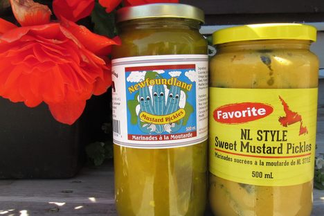 A jar of mustard pickles.