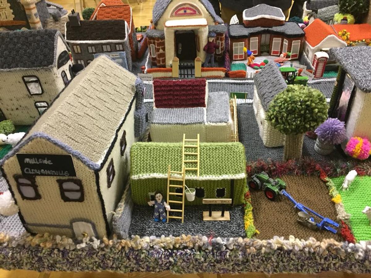 The village's houses and tennis hall alike have been rendered in wool.