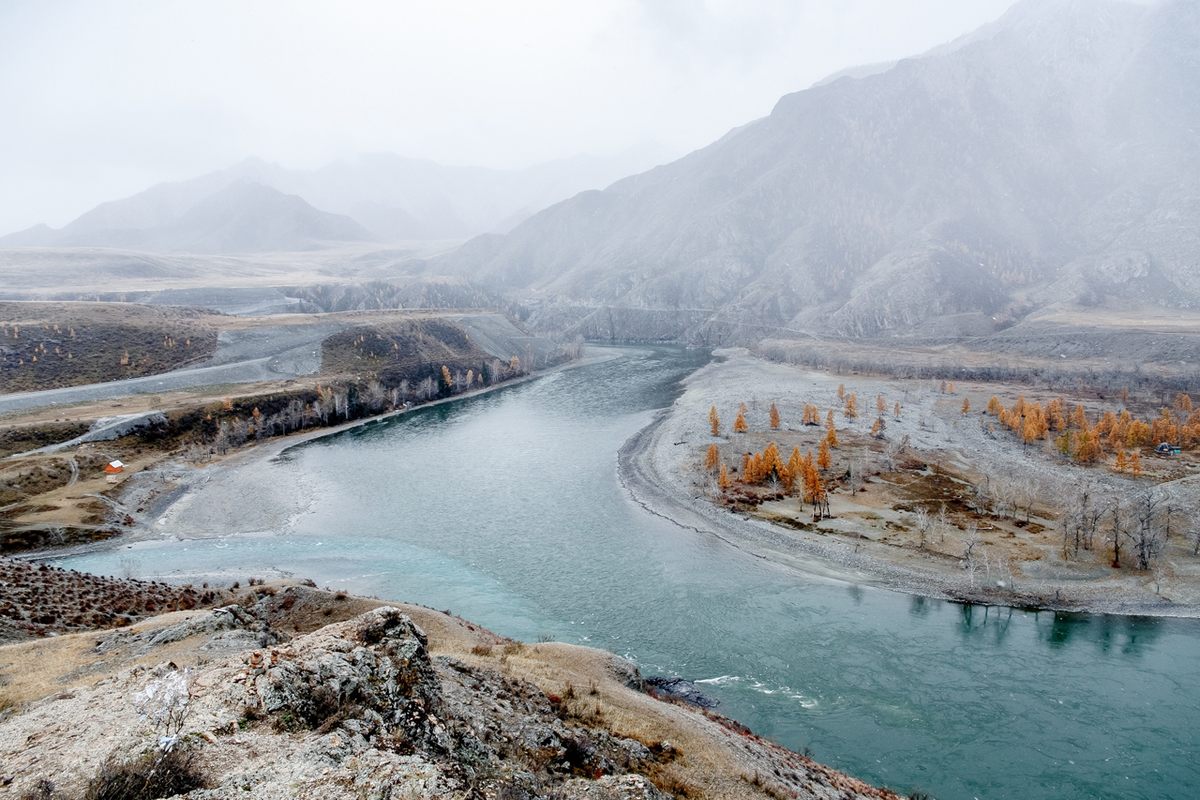 A remote river in Altayskoye, central Russia.