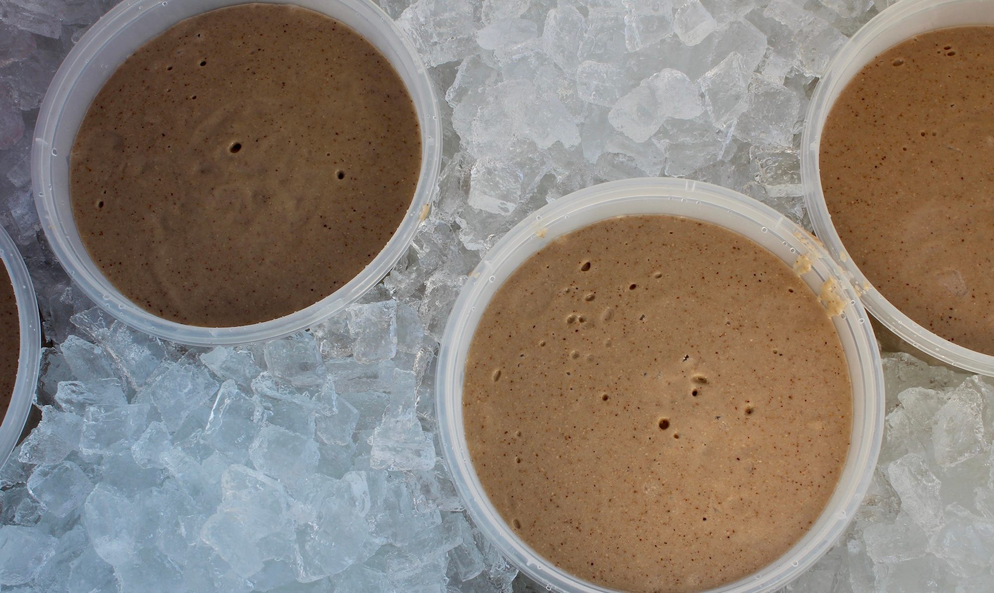 Sample often sells his products at local cultural events, such as this chilled acorn mush.