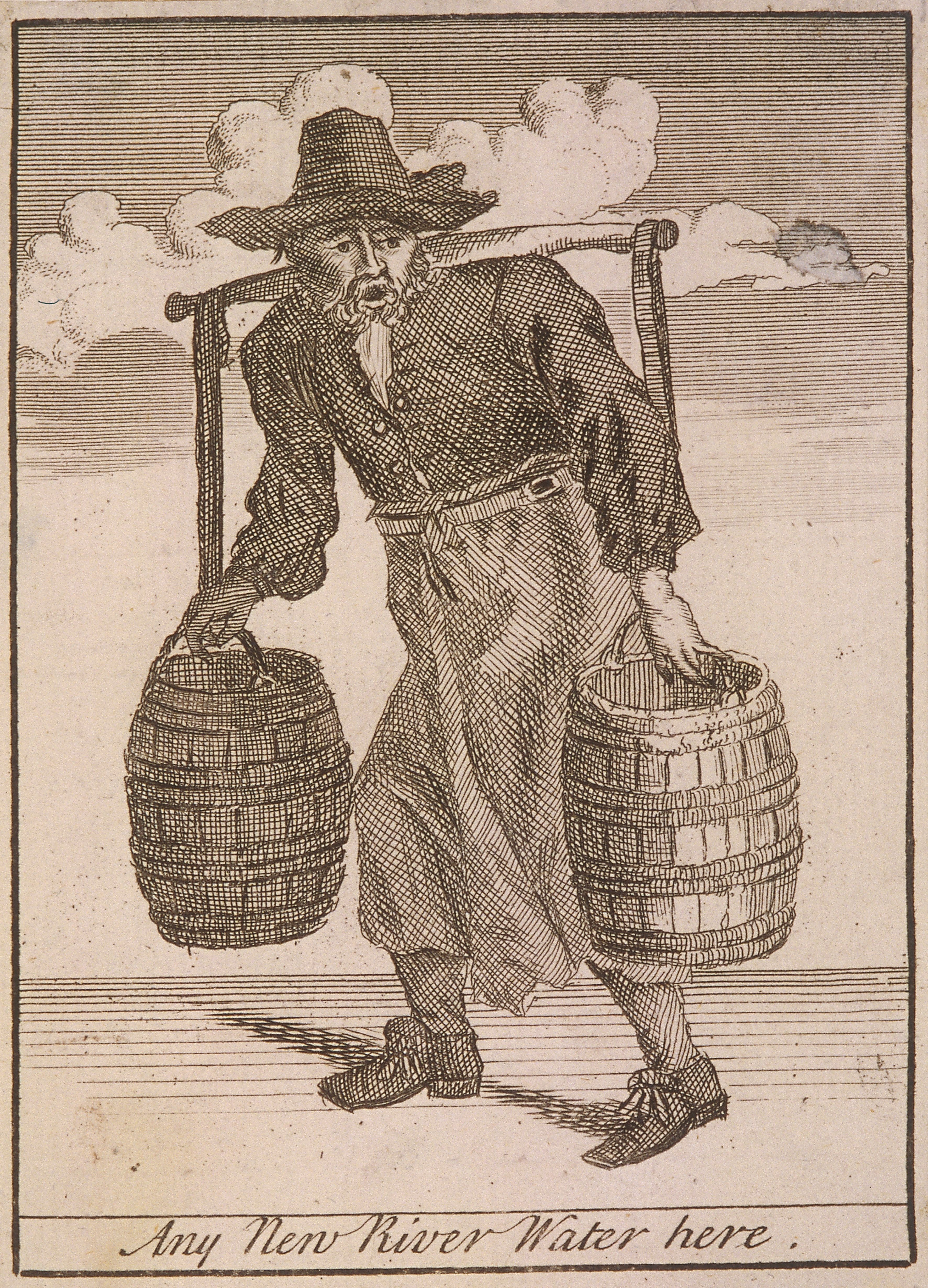 A fresh water seller in London in the 1600s.