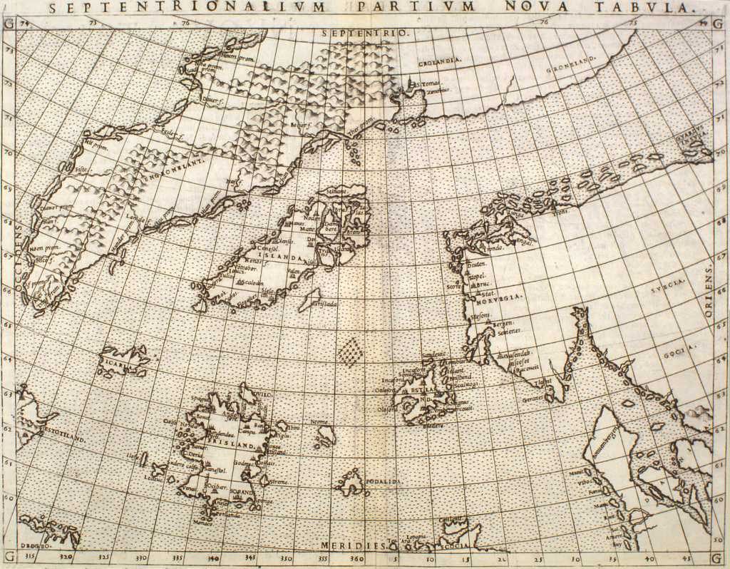 <em>Septentrionalivm partivm nova tabvla</em>, by Nicolo Zeno, showing "Frisland," 1561.