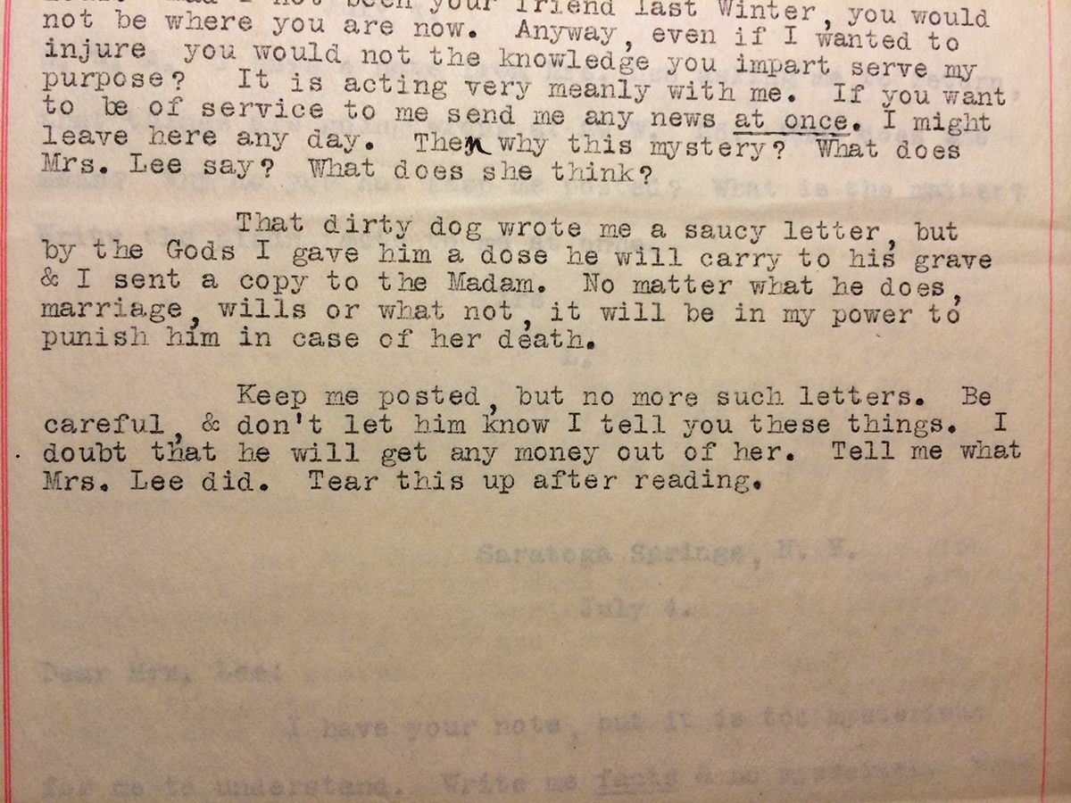 Another letter from the Todd Case. As Coroner for the City of New York, Dr. Scholer had powers to investigate any deaths that seemed suspicious.