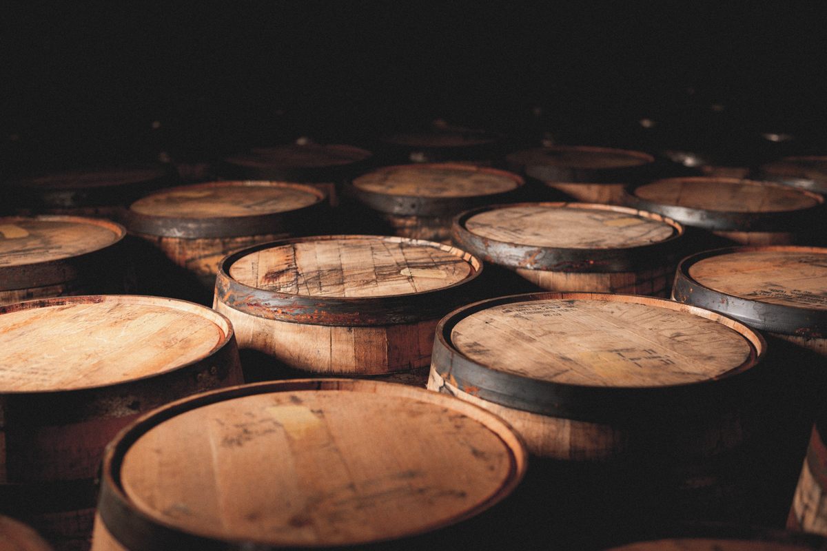 Barrels at the Boann Distillery.