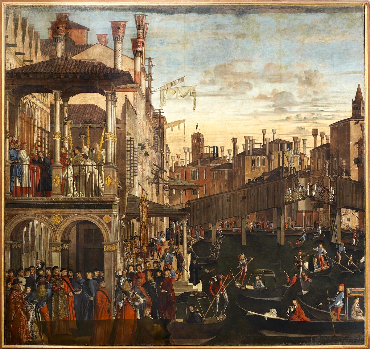 Fifteenth-century Venice, as depicted in <em>Miracle of the Relic of the True Cross at the Rialto Bridge</em> or <em>The Healing of the Possessed Man</em>, by Vittore Carpaccio, 1494. 