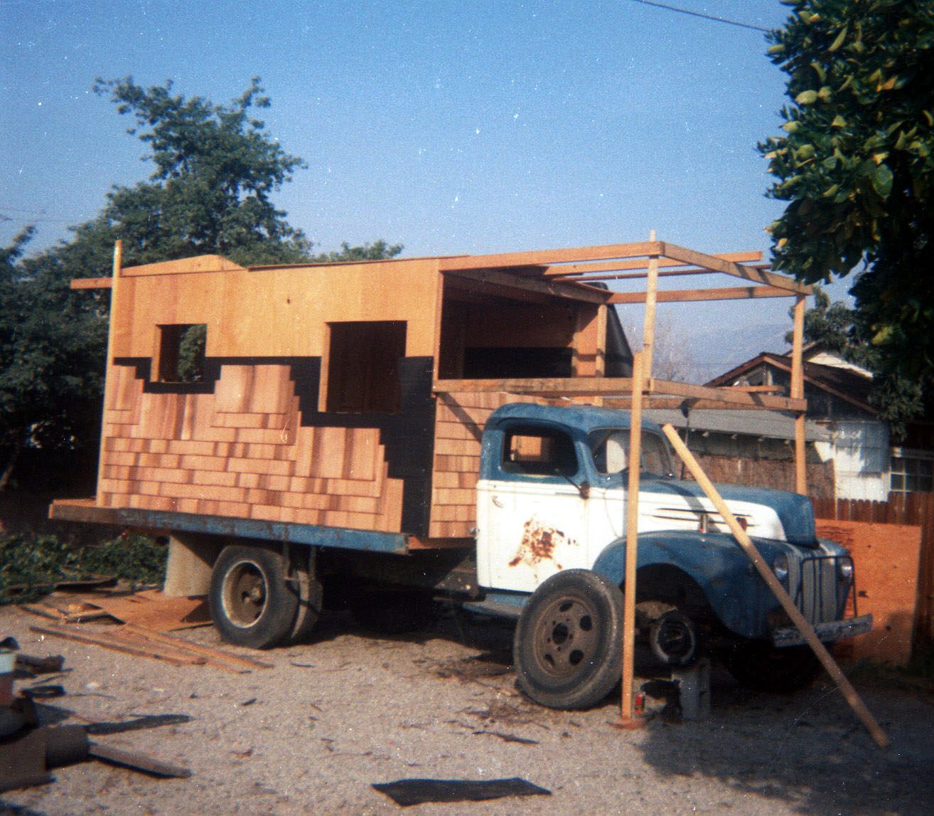 Construction on a house truck. 