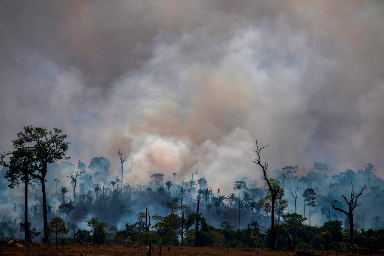 Fires are tearing through the Brazilian Amazon, including Altamira, pictured here on August 27, 2019.