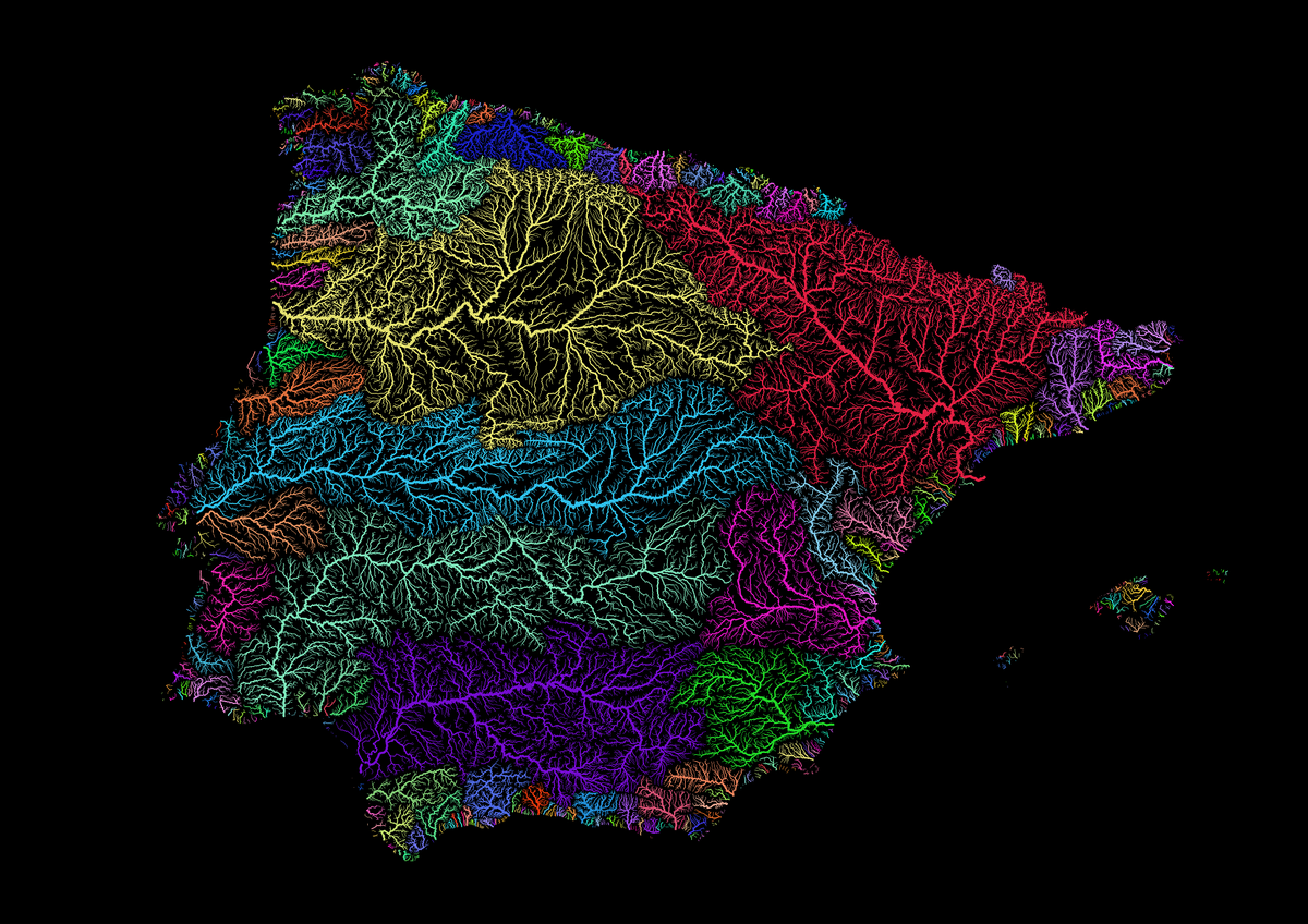 River basins of the Iberian peninsula.
