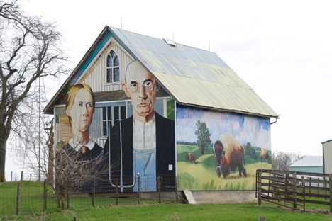 American Gothic Barn from northwest