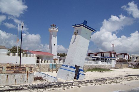 The two lighthouses of Puerto Morelos.