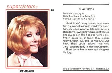 The front and back of the Sheri Lewis card from the Supersisters series