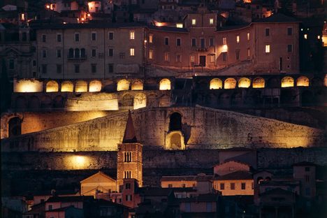 Sanctuary of Fortuna Primigenia at night.