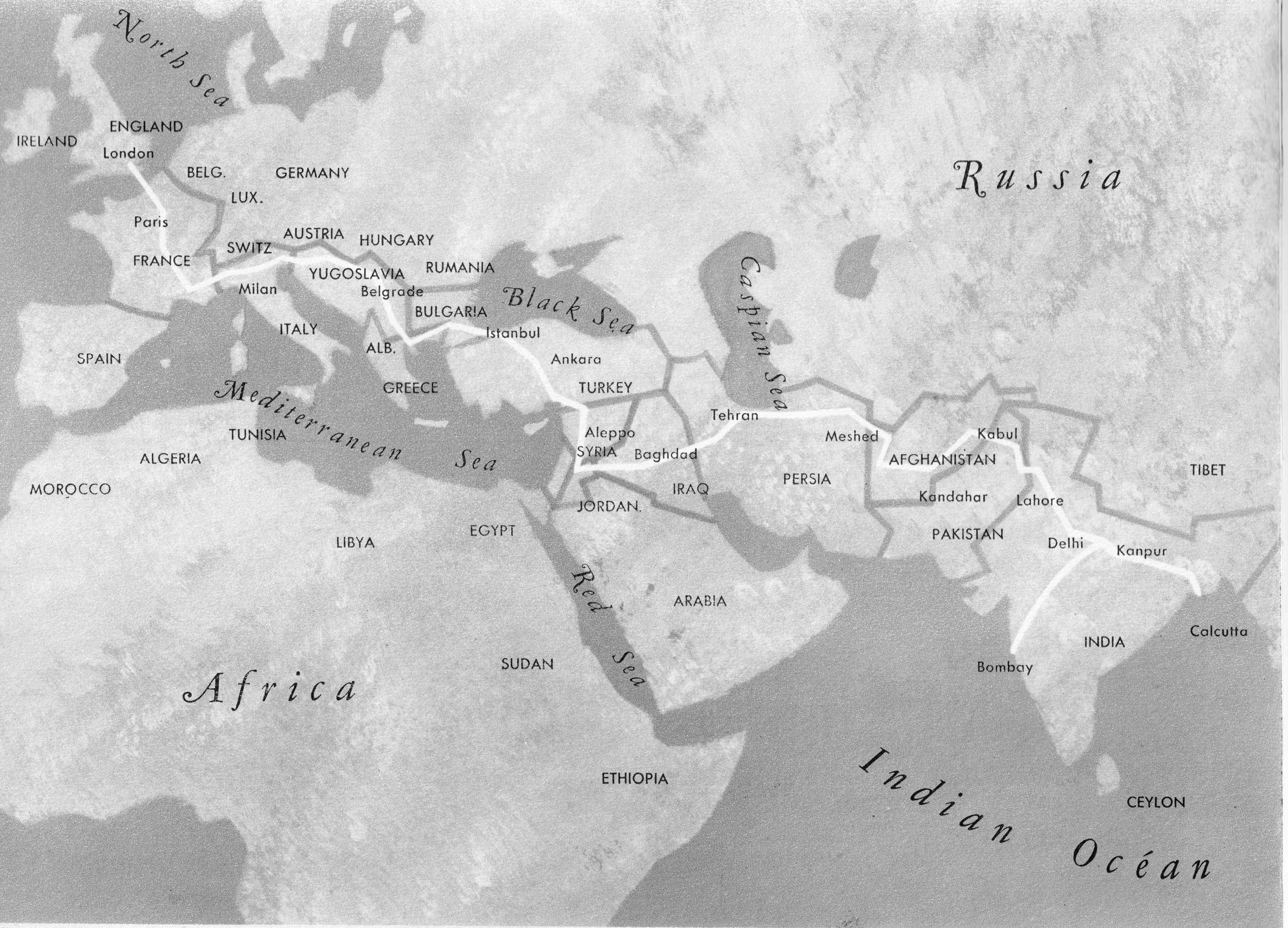 Map of Bhattacharya’s travels.