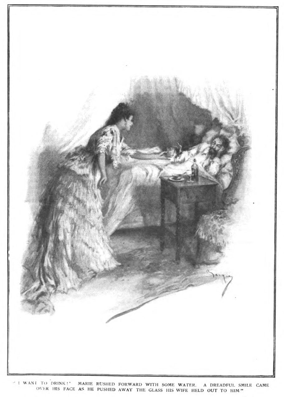 An illustration of the Lafarge poisoning, from an article titled "The Strange Case of Marie Lafarge", <em>McClure's Magazine</em>, 1912.