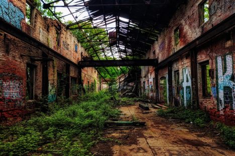 The abandoned building.