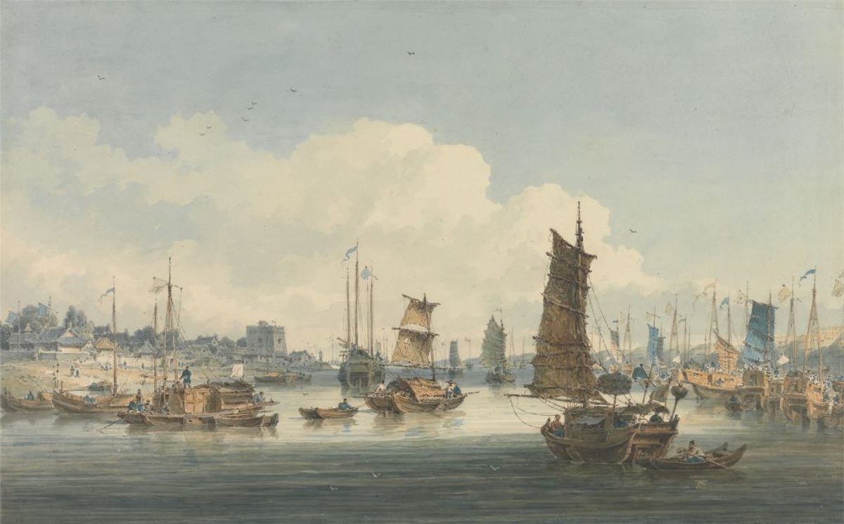 Cheng I Sao commanded a fleet of 1,200 junk ships, like those depicted in this 1804 British watercolor depicting the port near the city of Tianjin.