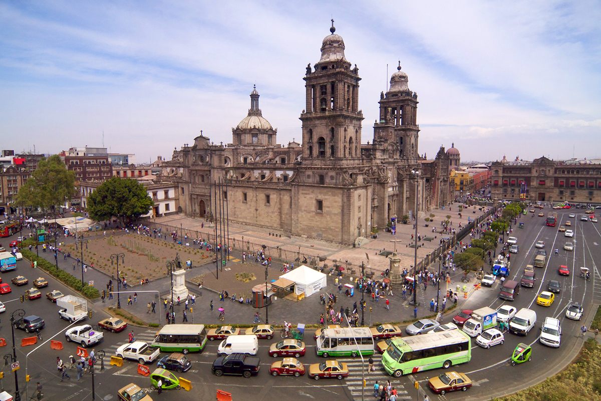 Green and white micro- and minibuses are a fixture of Mexico City traffic.