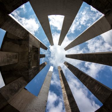 Looking up the inside of the memorial tower