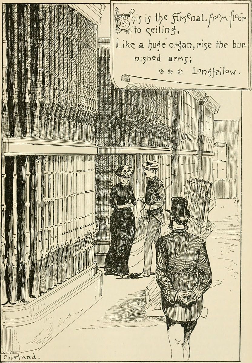 The Longfellows examine the "huge organ" of guns during their visit to the Springfield Armory.
