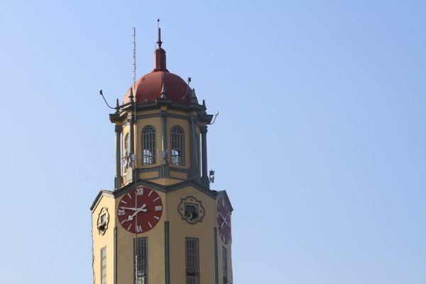 Closer look of the clock tower.