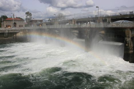 Spillway at the Ship Canal.  Looking north; the locks are on the other side.  