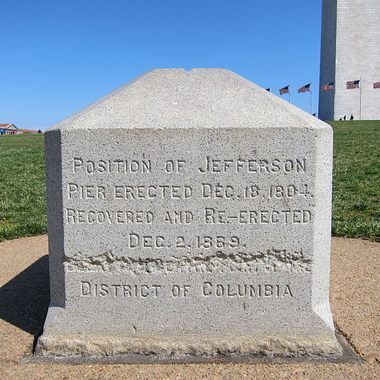 With Washington Monument in the background, looking East