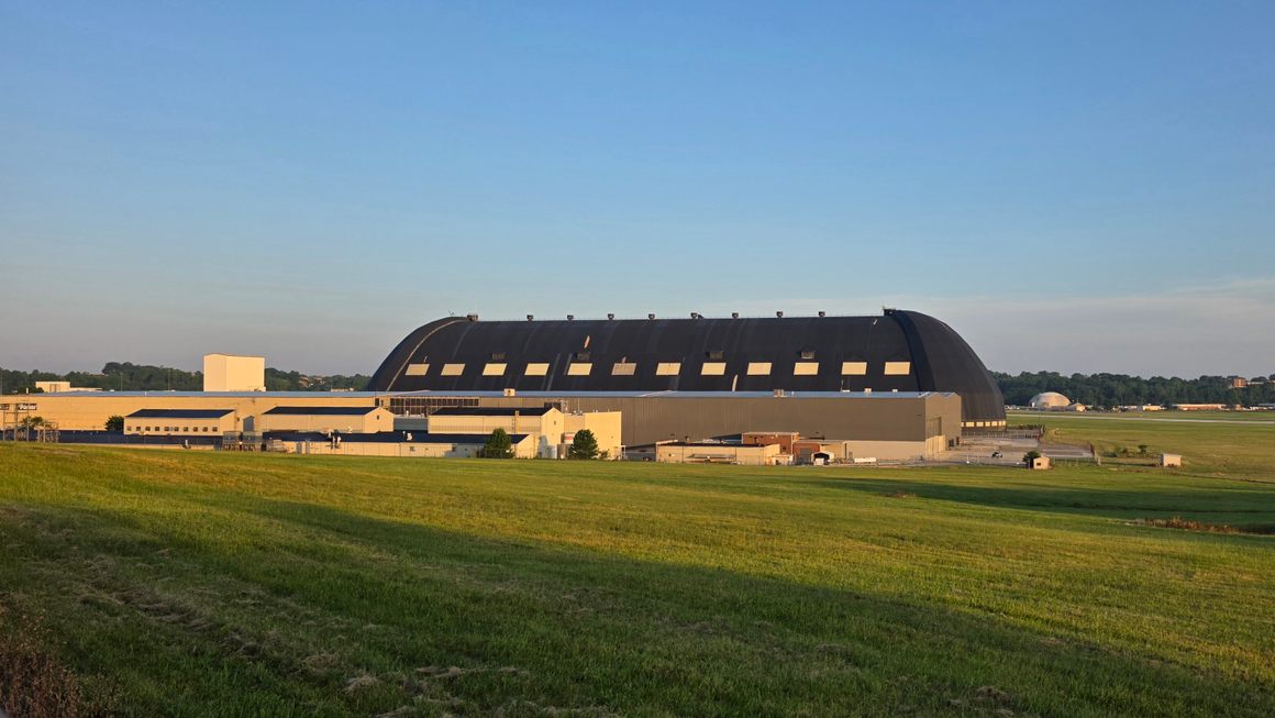 The Goodyear Airdock at dawn.