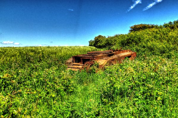 Churchill MKII Tank slowly being overtaken by nature.